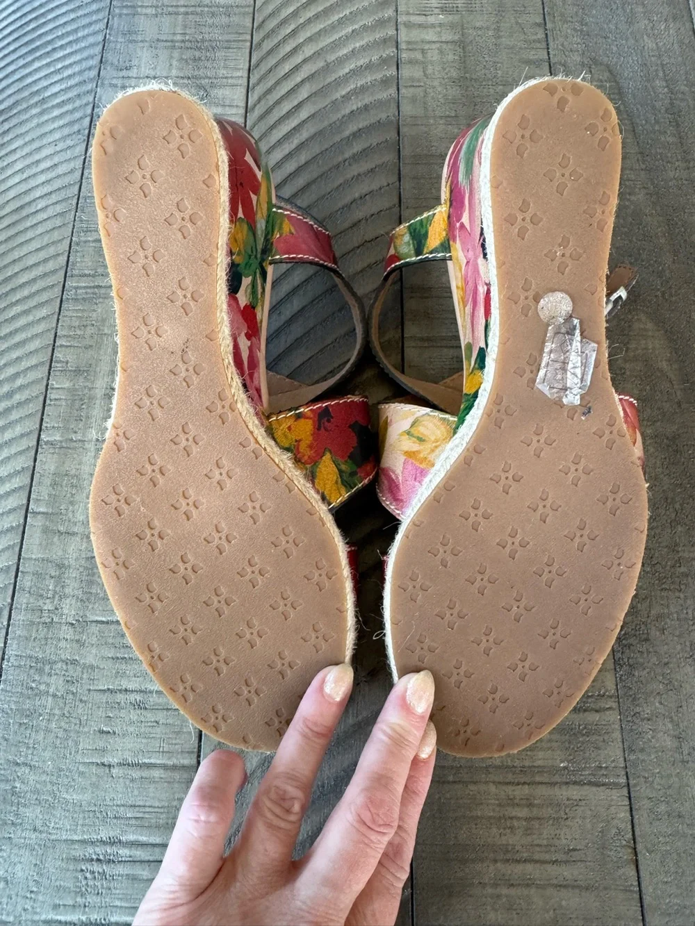 Patricia Nash Rafa Floral Leather Espadrille Wedge Sandals Women’s Size 7